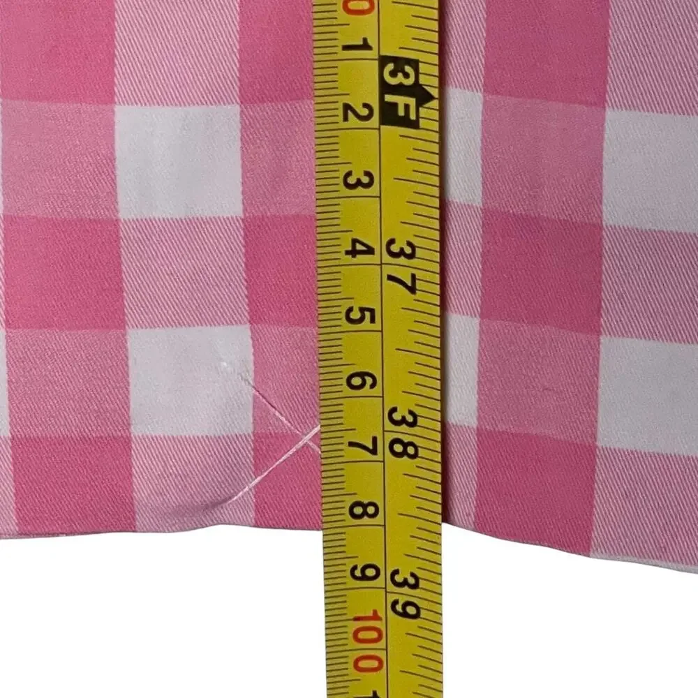 Talbots NWT Gingham Trench Coat Size XL Pink White Belted Cotton Blend Jacket - Picture 9 of 9
